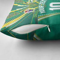 Custom Cook Islands Rugby Pillow Cover Tatau Art Sport Style Green Color LT03 - Polynesian Pride