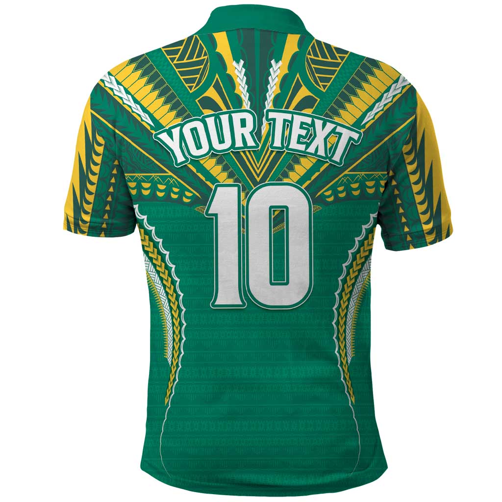 Custom Cook Islands Rugby Polo Shirt Tatau Art Sport Style Green Color LT03 - Polynesian Pride