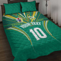 Custom Cook Islands Rugby Quilt Bed Set Tatau Art Sport Style Green Color LT03 Green - Polynesian Pride