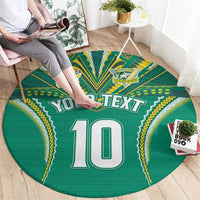 Custom Cook Islands Rugby Round Carpet Tatau Art Sport Style Green Color LT03 - Polynesian Pride
