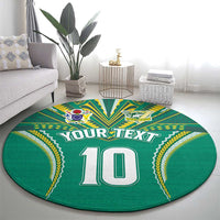 Custom Cook Islands Rugby Round Carpet Tatau Art Sport Style Green Color LT03 - Polynesian Pride