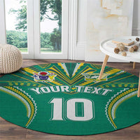 Custom Cook Islands Rugby Round Carpet Tatau Art Sport Style Green Color LT03 - Polynesian Pride