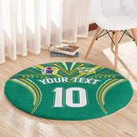 Custom Cook Islands Rugby Round Carpet Tatau Art Sport Style Green Color LT03 - Polynesian Pride