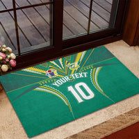 Custom Cook Islands Rugby Rubber Doormat Tatau Art Sport Style Green Color LT03 - Polynesian Pride