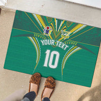 Custom Cook Islands Rugby Rubber Doormat Tatau Art Sport Style Green Color LT03 - Polynesian Pride