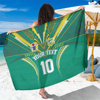 Custom Cook Islands Rugby Sarong Tatau Art Sport Style Green Color