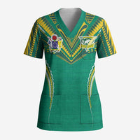 Custom Cook Islands Rugby Scrub Top Tatau Art Sport Style Green Color LT03 Adult Green - Polynesian Pride