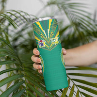 Custom Cook Islands Rugby Skinny Tumbler Tatau Art Sport Style Green Color