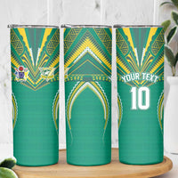 Custom Cook Islands Rugby Skinny Tumbler Tatau Art Sport Style Green Color