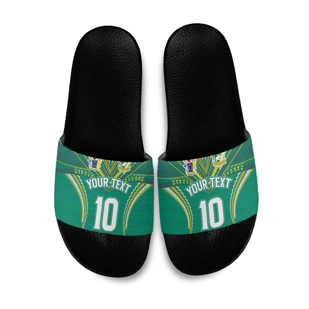 Custom Cook Islands Rugby Slide Sandals Tatau Art Sport Style Green Color LT03 Green - Polynesian Pride