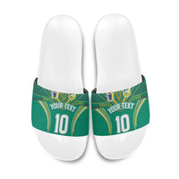 Custom Cook Islands Rugby Slide Sandals Tatau Art Sport Style Green Color LT03 Green - Polynesian Pride