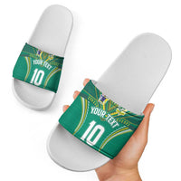 Custom Cook Islands Rugby Slide Sandals Tatau Art Sport Style Green Color LT03 - Polynesian Pride