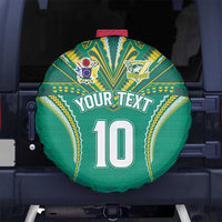 Custom Cook Islands Rugby Spare Tire Cover Tatau Art Sport Style Green Color