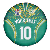 Custom Cook Islands Rugby Spare Tire Cover Tatau Art Sport Style Green Color