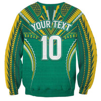 Custom Cook Islands Rugby Sweatshirt Tatau Art Sport Style Green Color LT03 - Polynesian Pride