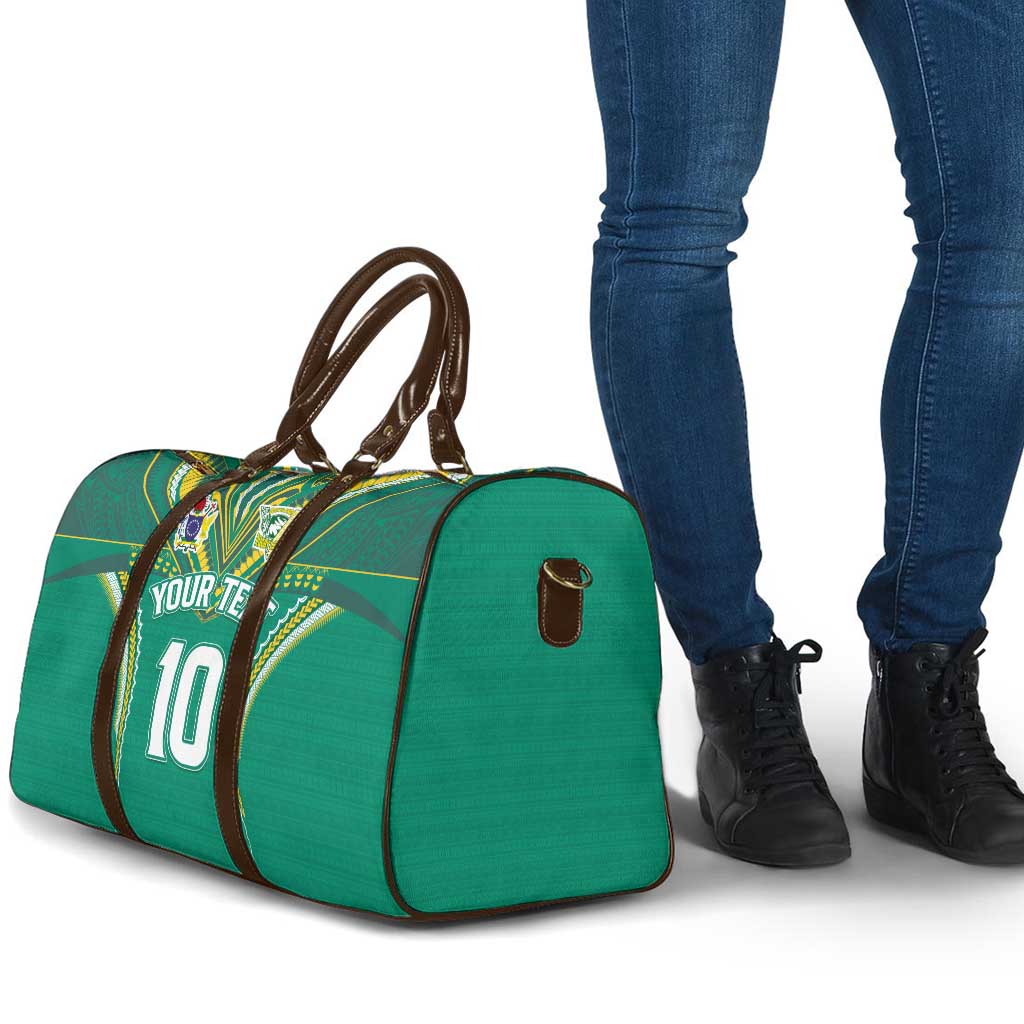 Custom Cook Islands Rugby Travel Bag Tatau Art Sport Style Green Color LT03 - Polynesian Pride