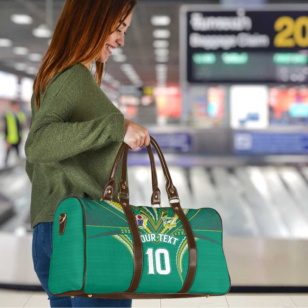 Custom Cook Islands Rugby Travel Bag Tatau Art Sport Style Green Color LT03 - Polynesian Pride