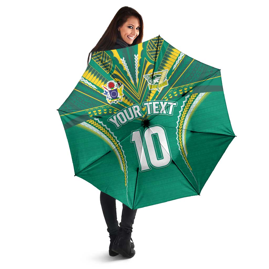 Custom Cook Islands Rugby Umbrella Tatau Art Sport Style Green Color LT03 - Polynesian Pride