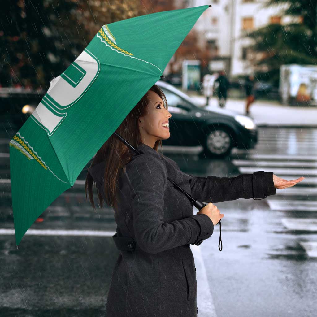 Custom Cook Islands Rugby Umbrella Tatau Art Sport Style Green Color LT03 - Polynesian Pride