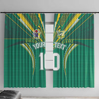 Custom Cook Islands Rugby Window Curtain Tatau Art Sport Style Green Color LT03 With Hooks Green - Polynesian Pride