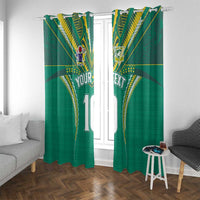 Custom Cook Islands Rugby Window Curtain Tatau Art Sport Style Green Color LT03 With Grommets Green - Polynesian Pride