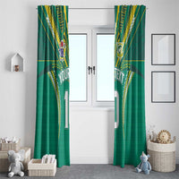 Custom Cook Islands Rugby Window Curtain Tatau Art Sport Style Green Color LT03 - Polynesian Pride