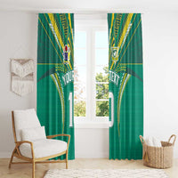 Custom Cook Islands Rugby Window Curtain Tatau Art Sport Style Green Color LT03 - Polynesian Pride