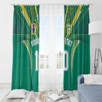 Custom Cook Islands Rugby Window Curtain Tatau Art Sport Style Green Color LT03 - Polynesian Pride