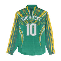 Custom Cook Islands Rugby Women Casual Shirt Tatau Art Sport Style Green Color