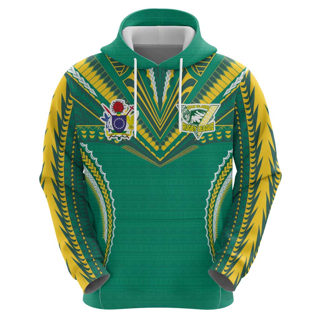 Custom Cook Islands Rugby Zip Hoodie Tatau Art Sport Style Green Color LT03 - Polynesian Pride