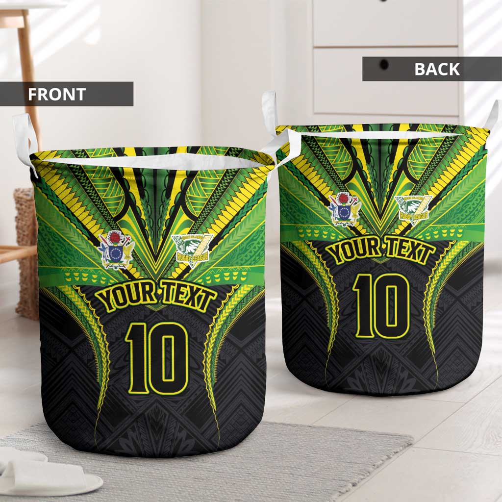 Custom Cook Islands Rugby Laundry Basket Tatau Art Sport Style Black Color LT03 - Polynesian Pride