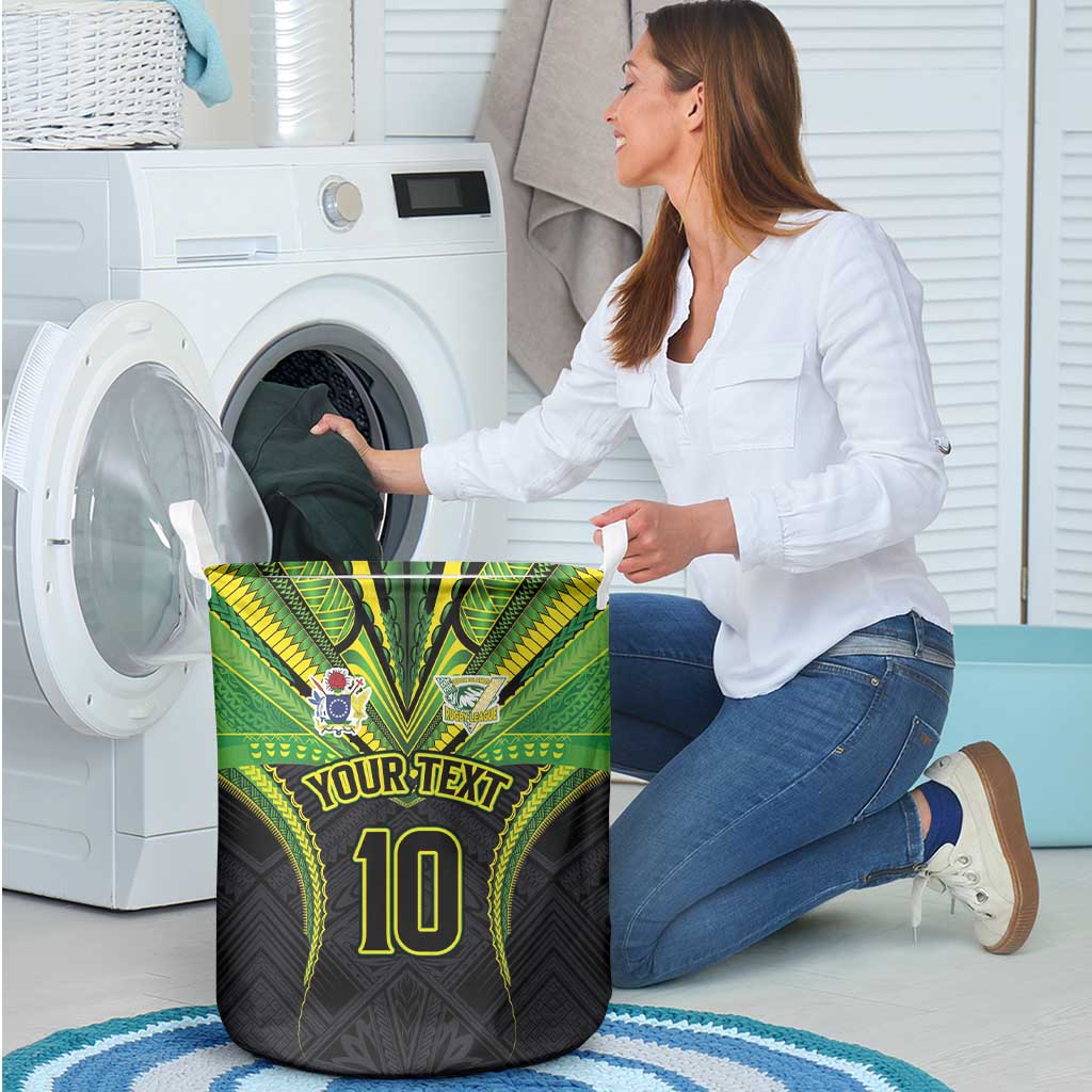Custom Cook Islands Rugby Laundry Basket Tatau Art Sport Style Black Color LT03 - Polynesian Pride