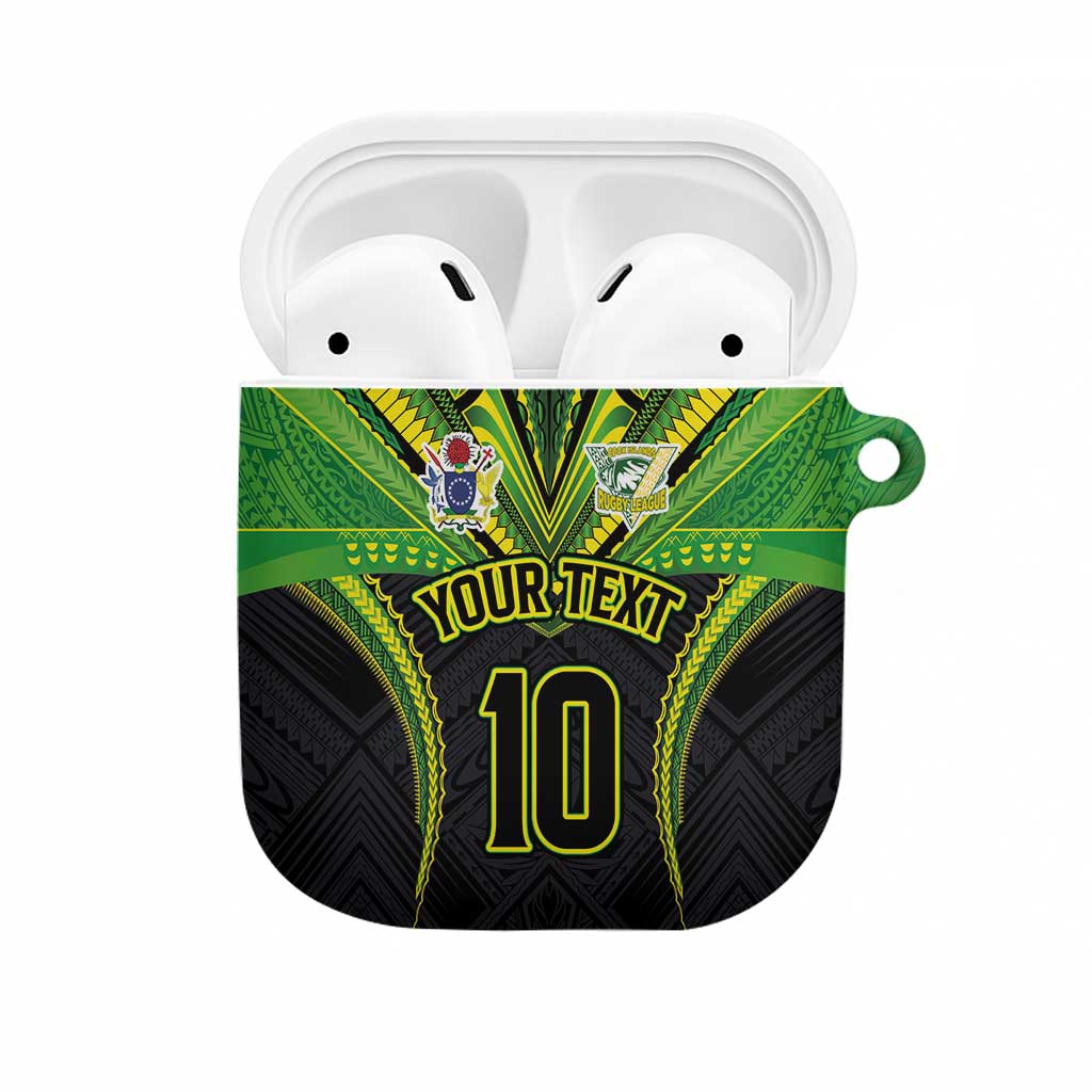 Custom Cook Islands Rugby AirPods Case Tatau Art Sport Style Black Color