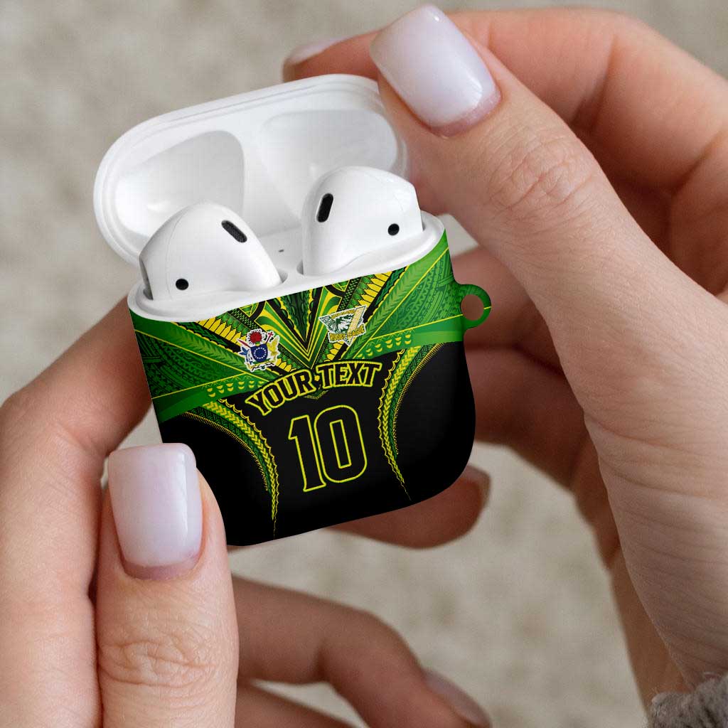 Custom Cook Islands Rugby AirPods Case Tatau Art Sport Style Black Color