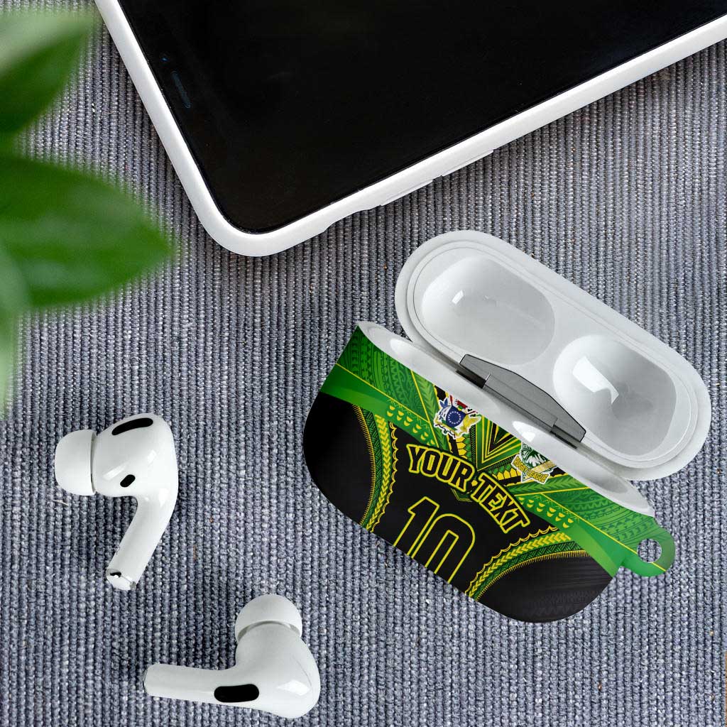 Custom Cook Islands Rugby AirPods Case Tatau Art Sport Style Black Color