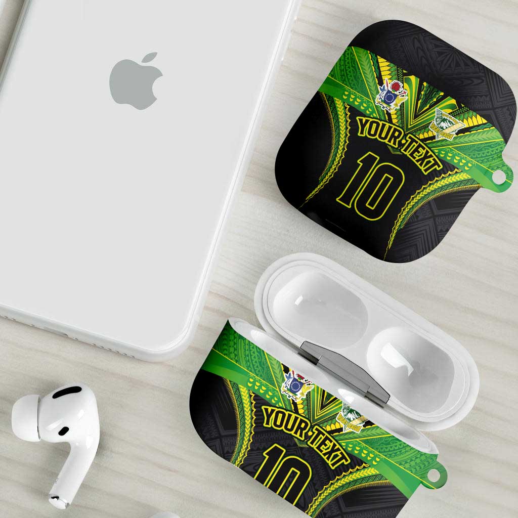 Custom Cook Islands Rugby AirPods Case Tatau Art Sport Style Black Color
