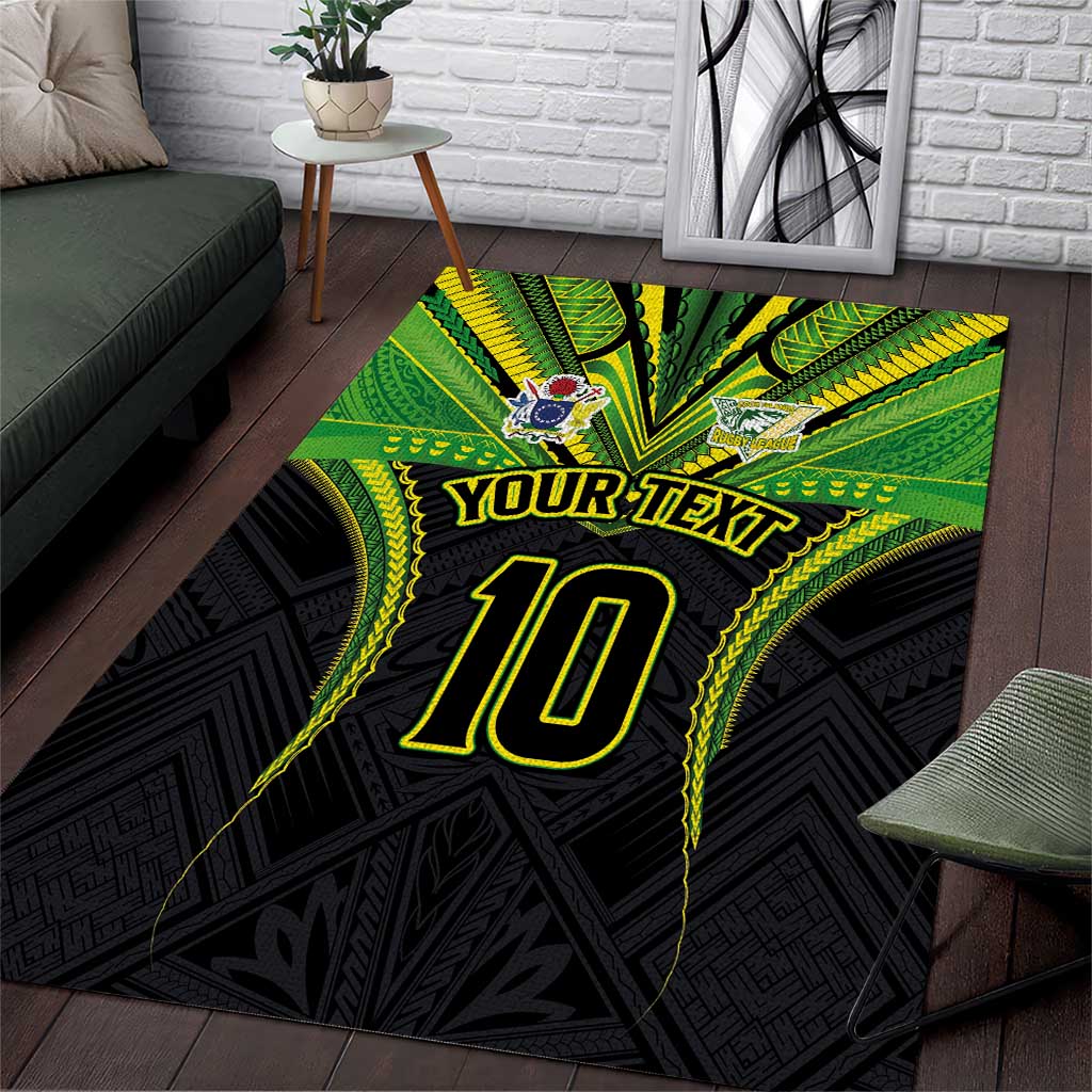 Custom Cook Islands Rugby Area Rug Tatau Art Sport Style Black Color LT03 Black - Polynesian Pride