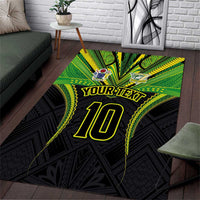 Custom Cook Islands Rugby Area Rug Tatau Art Sport Style Black Color LT03 Black - Polynesian Pride