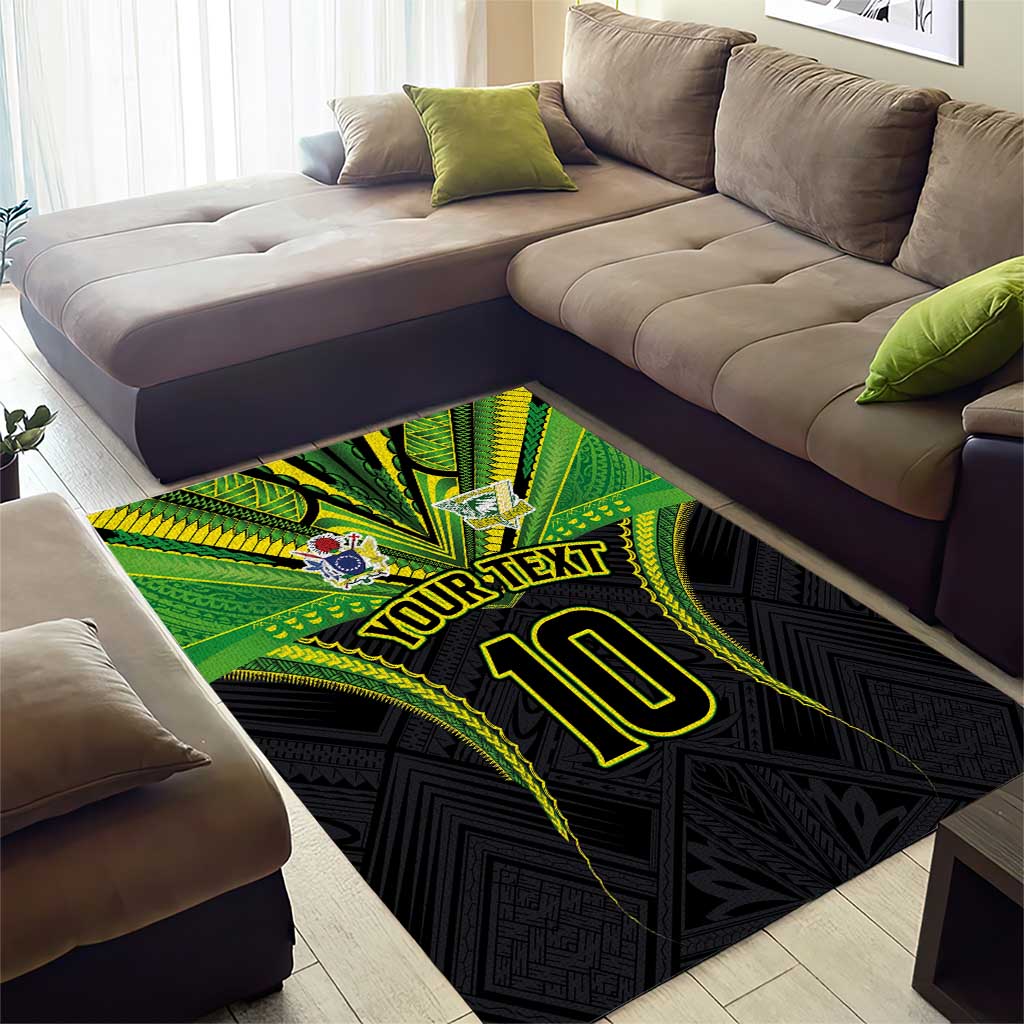 Custom Cook Islands Rugby Area Rug Tatau Art Sport Style Black Color LT03 - Polynesian Pride
