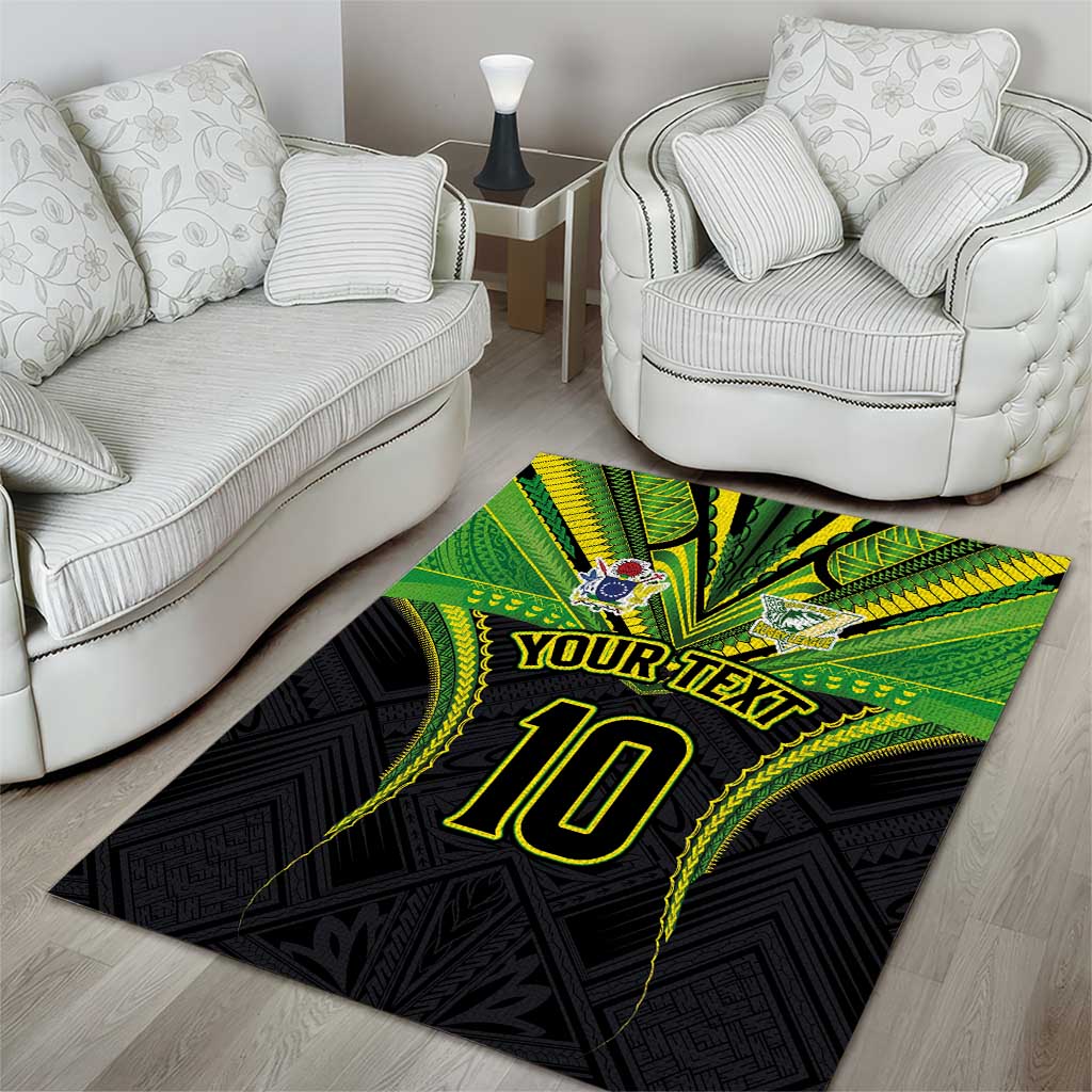 Custom Cook Islands Rugby Area Rug Tatau Art Sport Style Black Color LT03 - Polynesian Pride