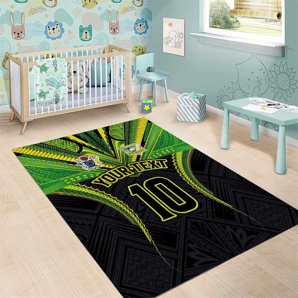 Custom Cook Islands Rugby Area Rug Tatau Art Sport Style Black Color LT03 - Polynesian Pride