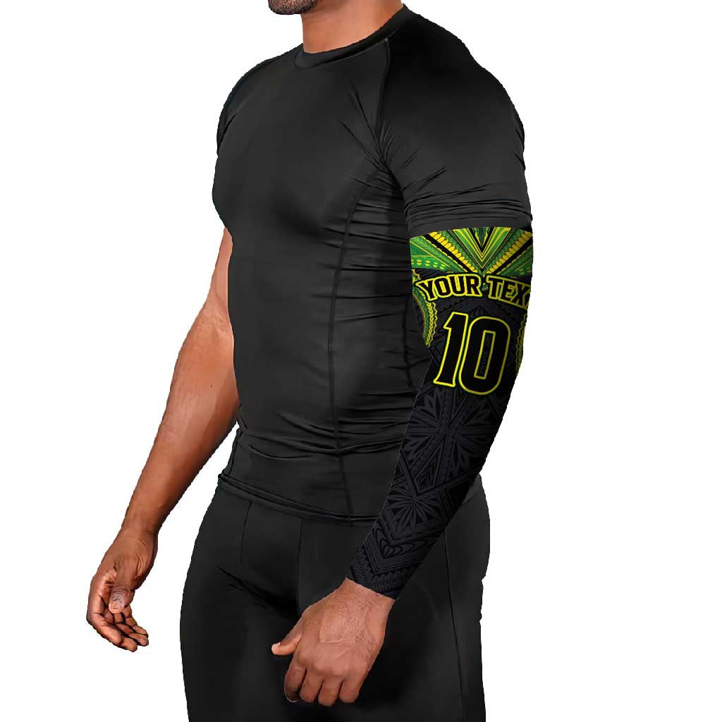 Custom Cook Islands Rugby Arm Sleeves Tatau Art Sport Style Black Color
