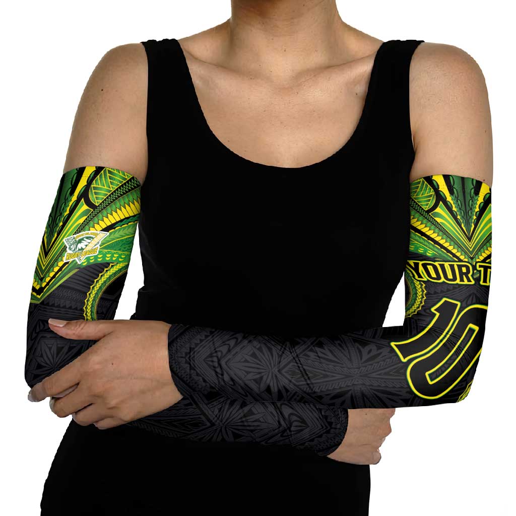 Custom Cook Islands Rugby Arm Sleeves Tatau Art Sport Style Black Color