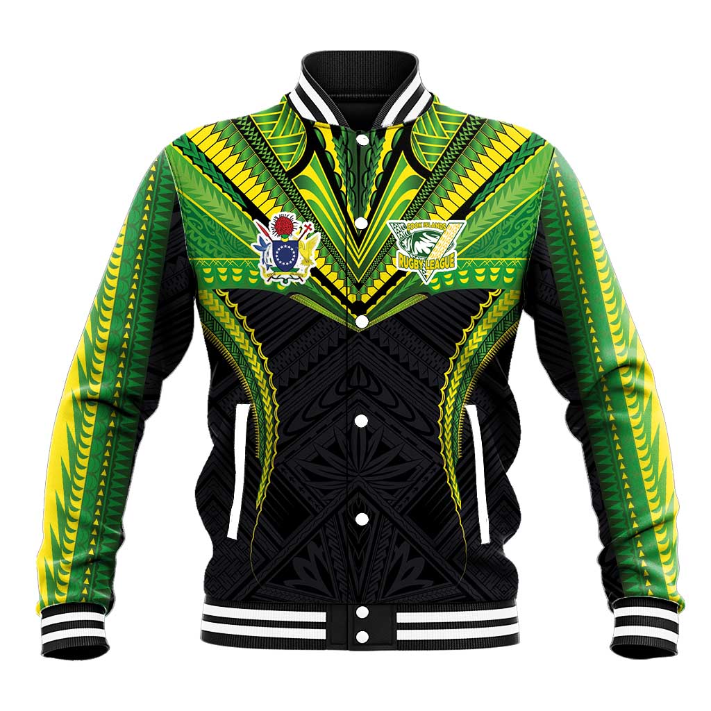 Custom Cook Islands Rugby Baseball Jacket Tatau Art Sport Style Black Color LT03 Unisex Black - Polynesian Pride