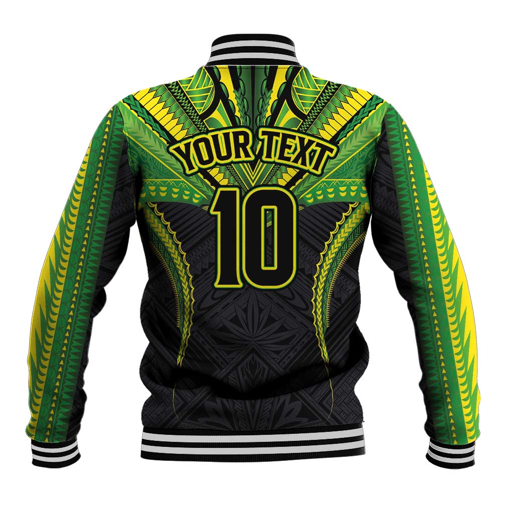 Custom Cook Islands Rugby Baseball Jacket Tatau Art Sport Style Black Color LT03 - Polynesian Pride