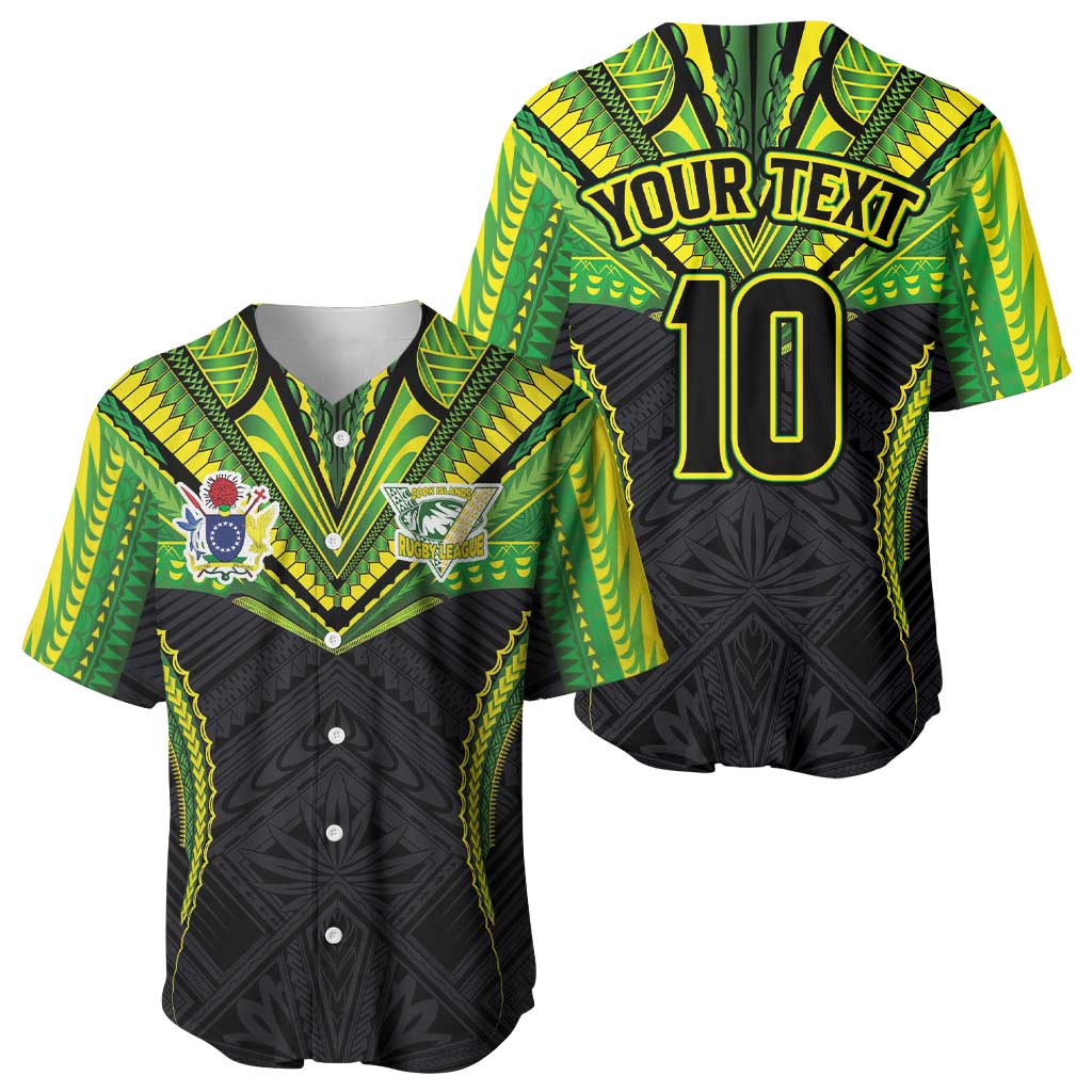 Custom Cook Islands Rugby Baseball Jersey Tatau Art Sport Style Black Color LT03 - Polynesian Pride