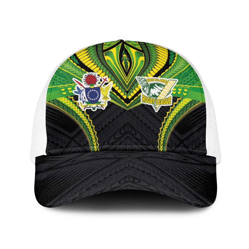 Cook Islands Rugby Baseball Net Cap Tatau Art Sport Style Black Color LT03 One Size White Black - Polynesian Pride