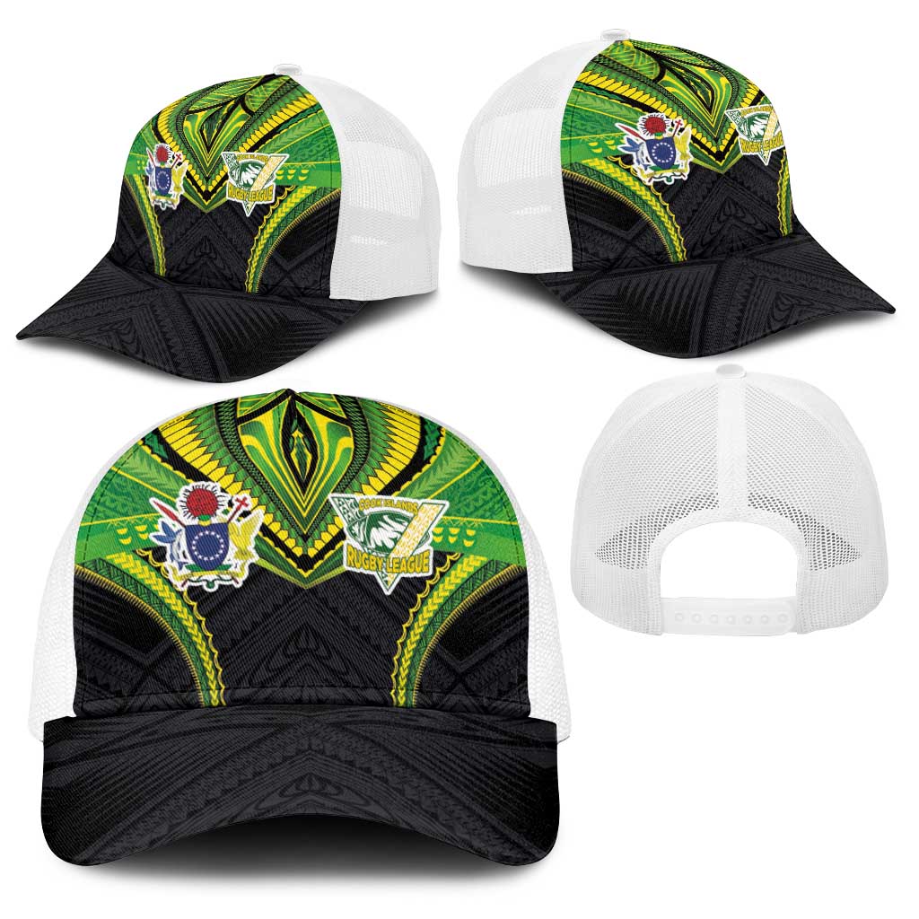 Cook Islands Rugby Baseball Net Cap Tatau Art Sport Style Black Color LT03 - Polynesian Pride
