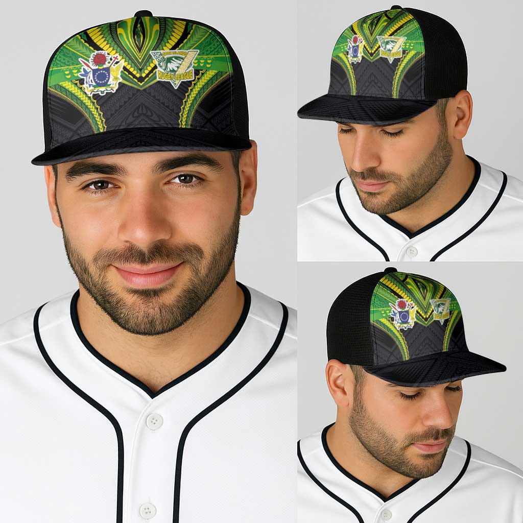 Cook Islands Rugby Baseball Net Cap Tatau Art Sport Style Black Color LT03 - Polynesian Pride