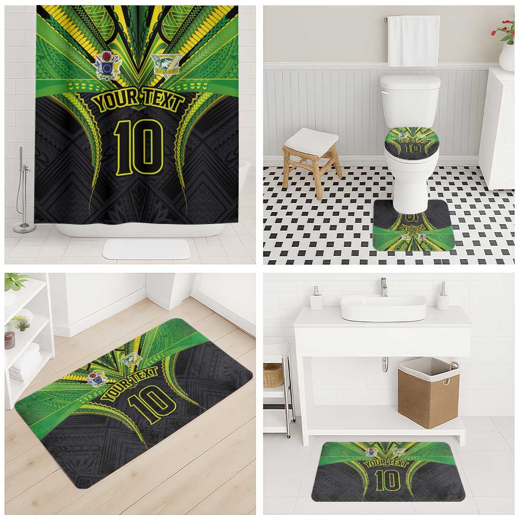 Custom Cook Islands Rugby Bathroom Set Tatau Art Sport Style Black Color LT03 - Polynesian Pride